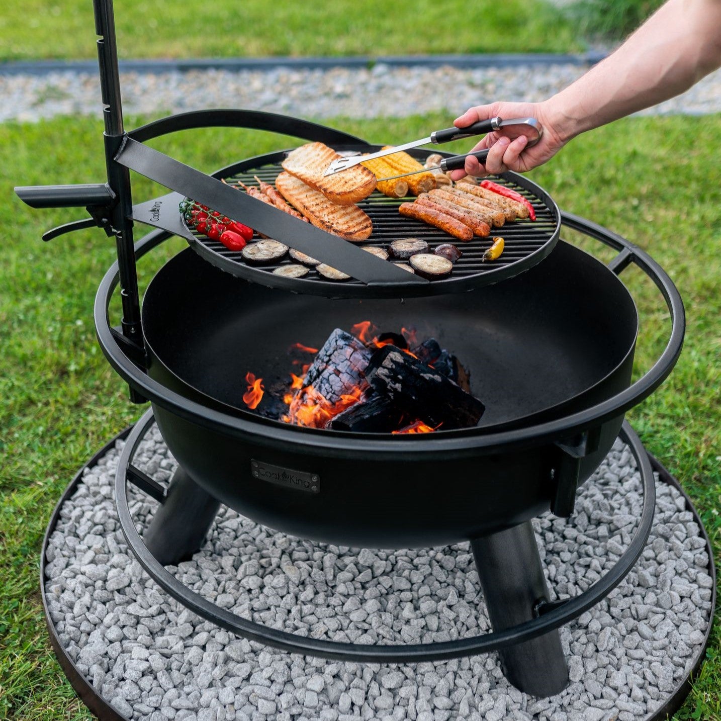FERRO – Premium Feuerschale mit Grill & höhenverstellbarem Rost