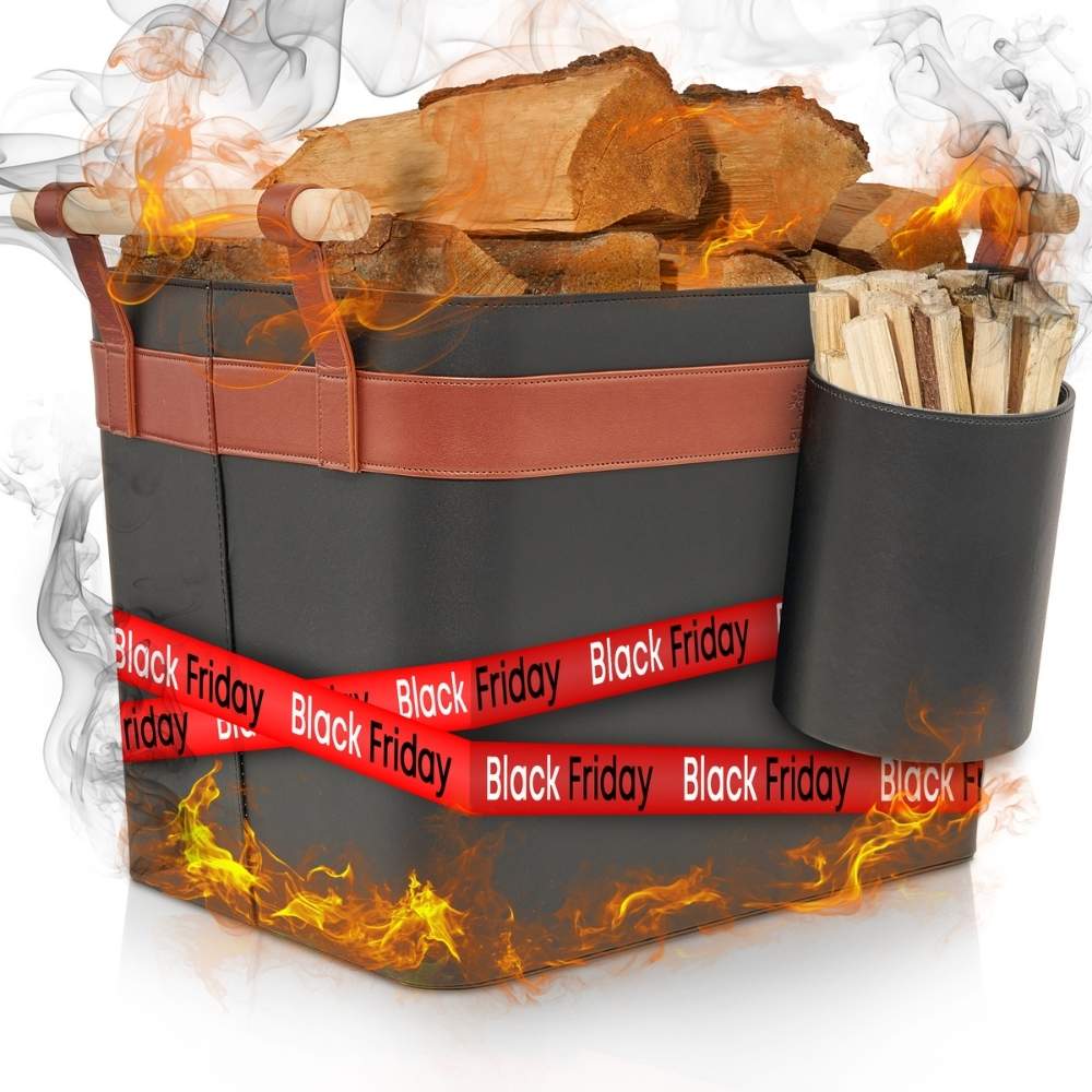 #set_Holzkorb & Zündholzkorb LuxeLeather Holzkorb - Für magische Abende mit Stil! - OAKAGE