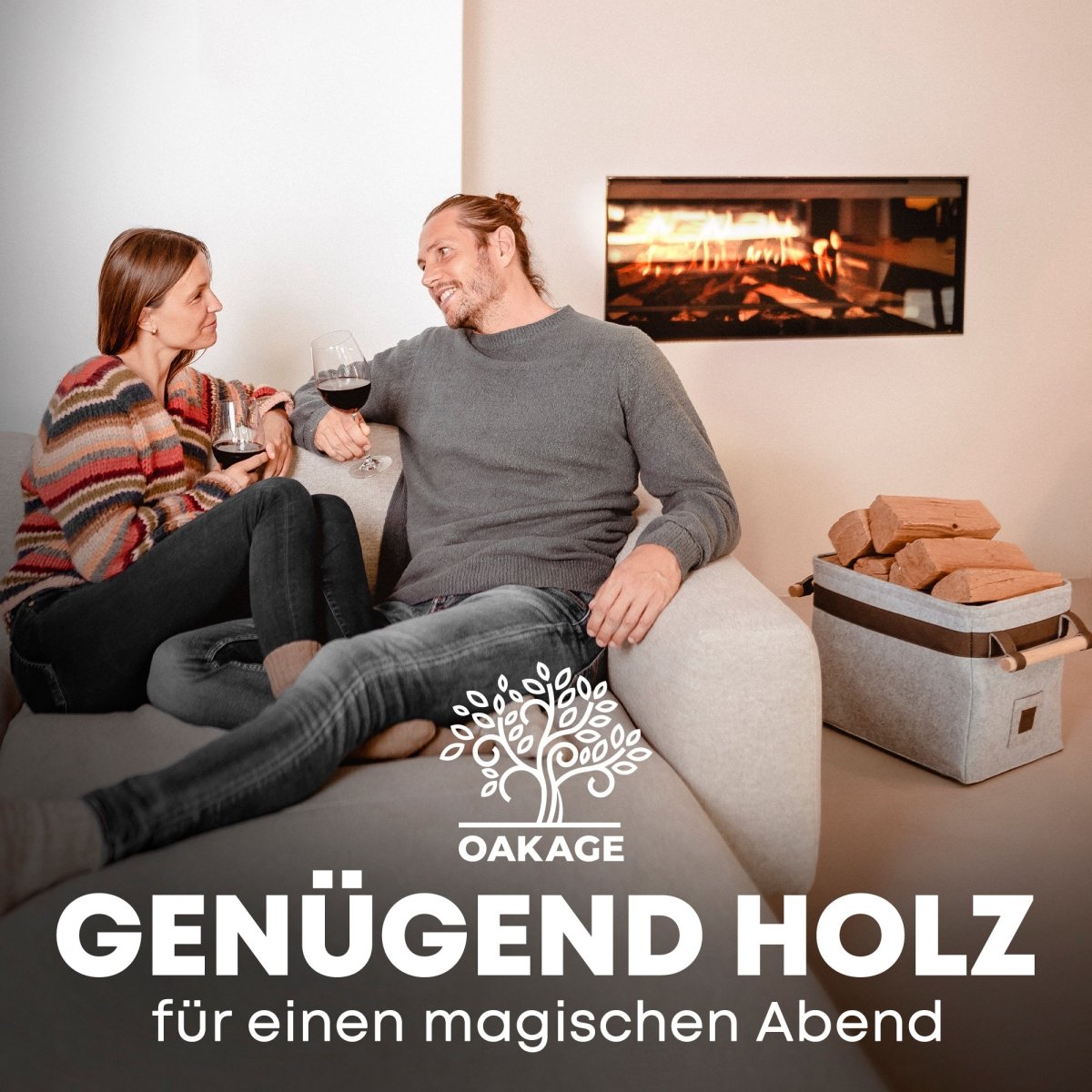 Classic Holzkorb - Stilvoller Begleiter für gemütliche Abende! - OAKAGE