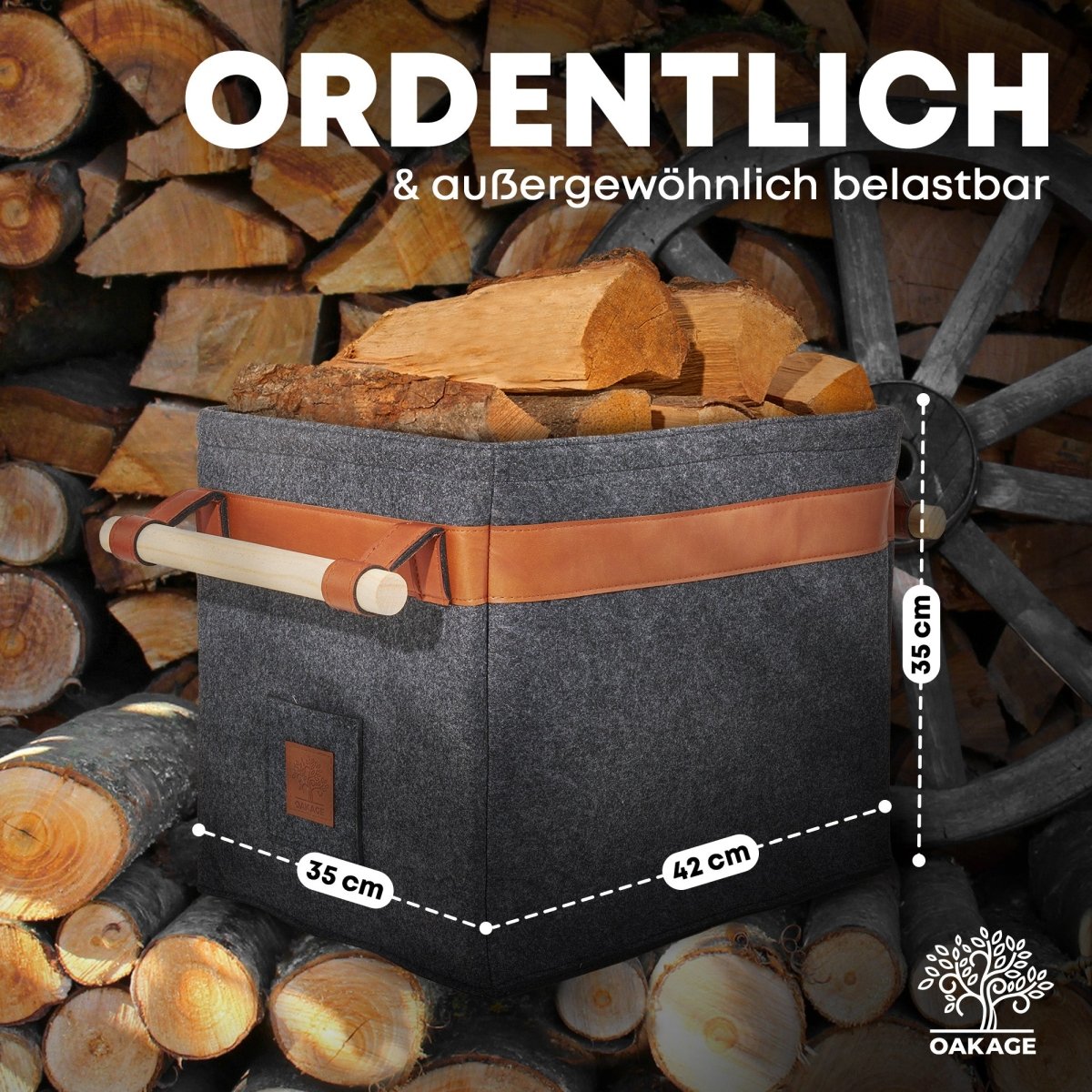 Classic Holzkorb - Stilvoller Begleiter für gemütliche Abende! - OAKAGE