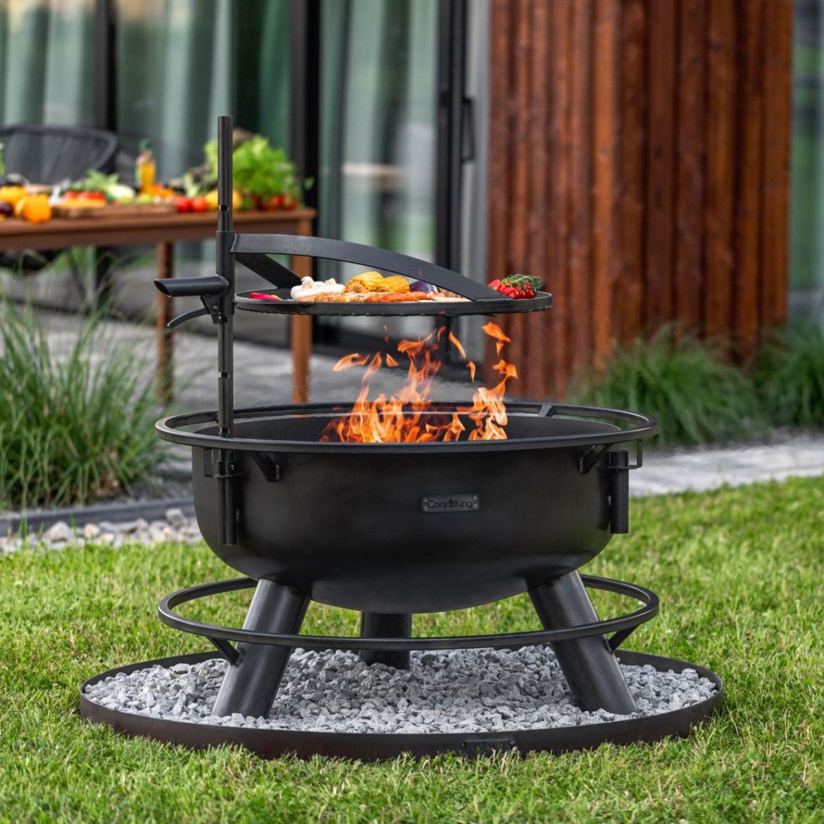FERRO – Premium Feuerschale mit Grill & höhenverstellbarem Rost - OAKAGE