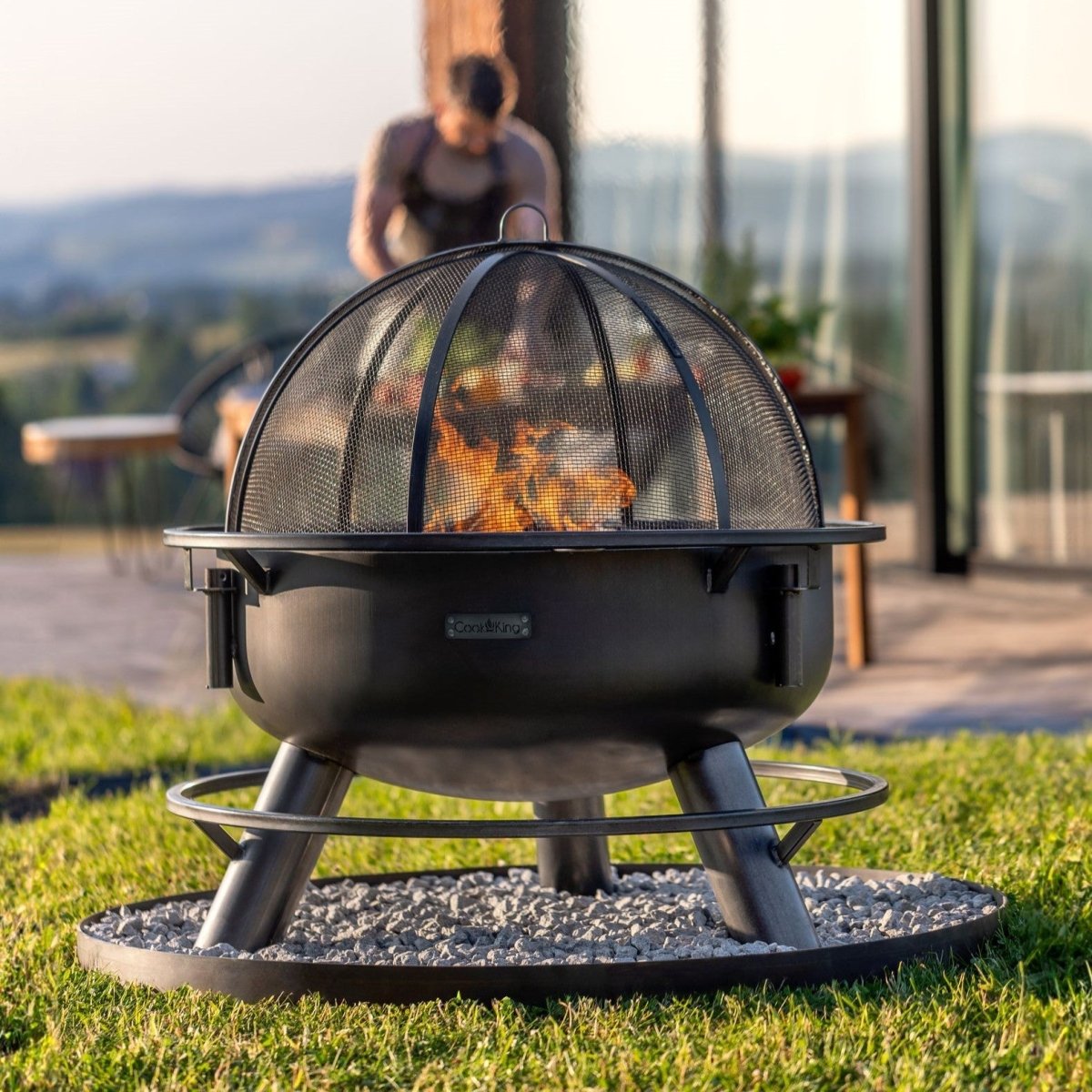 FERRO – Premium Feuerschale mit Grill & höhenverstellbarem Rost - OAKAGE