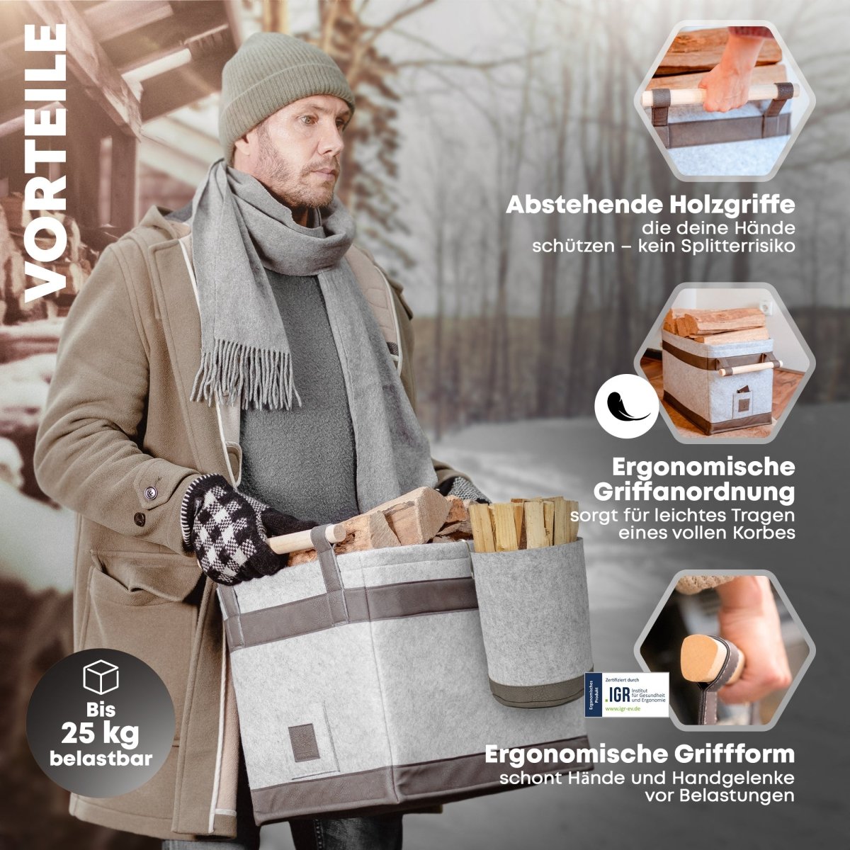 FireMaster Duo Holzkorb - Das Königsmodell unter den Körben! - OAKAGE