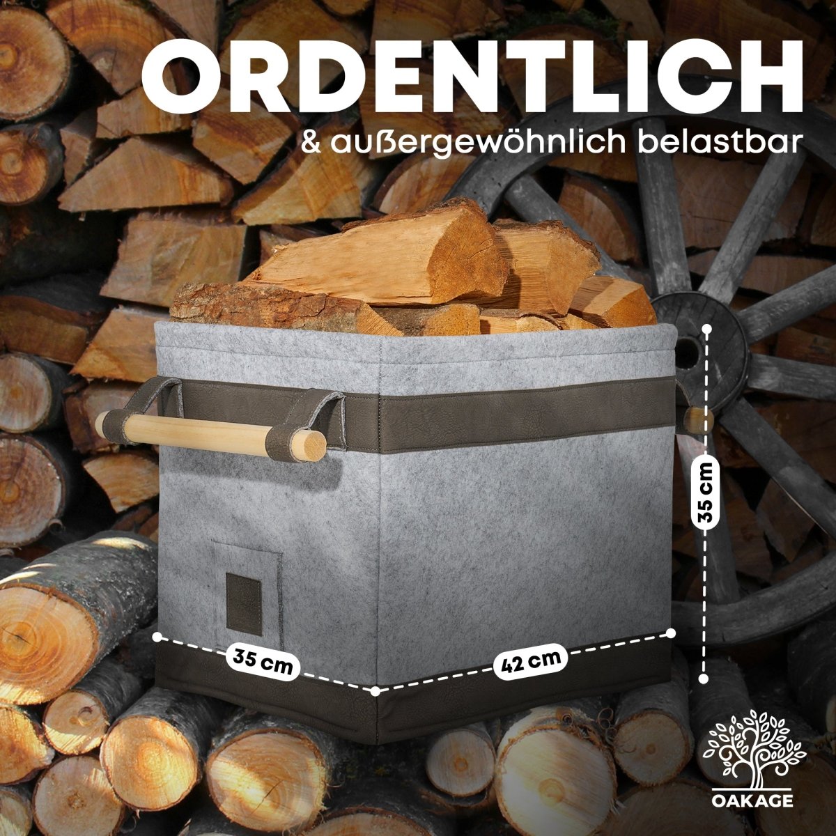 FireMaster Holzkorb - Für eine saubere Kaminlandschaft! - OAKAGE