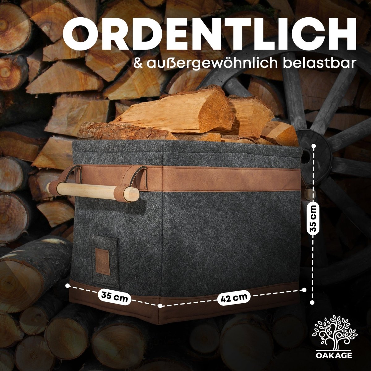 FireMaster Holzkorb - Für eine saubere Kaminlandschaft! - OAKAGE