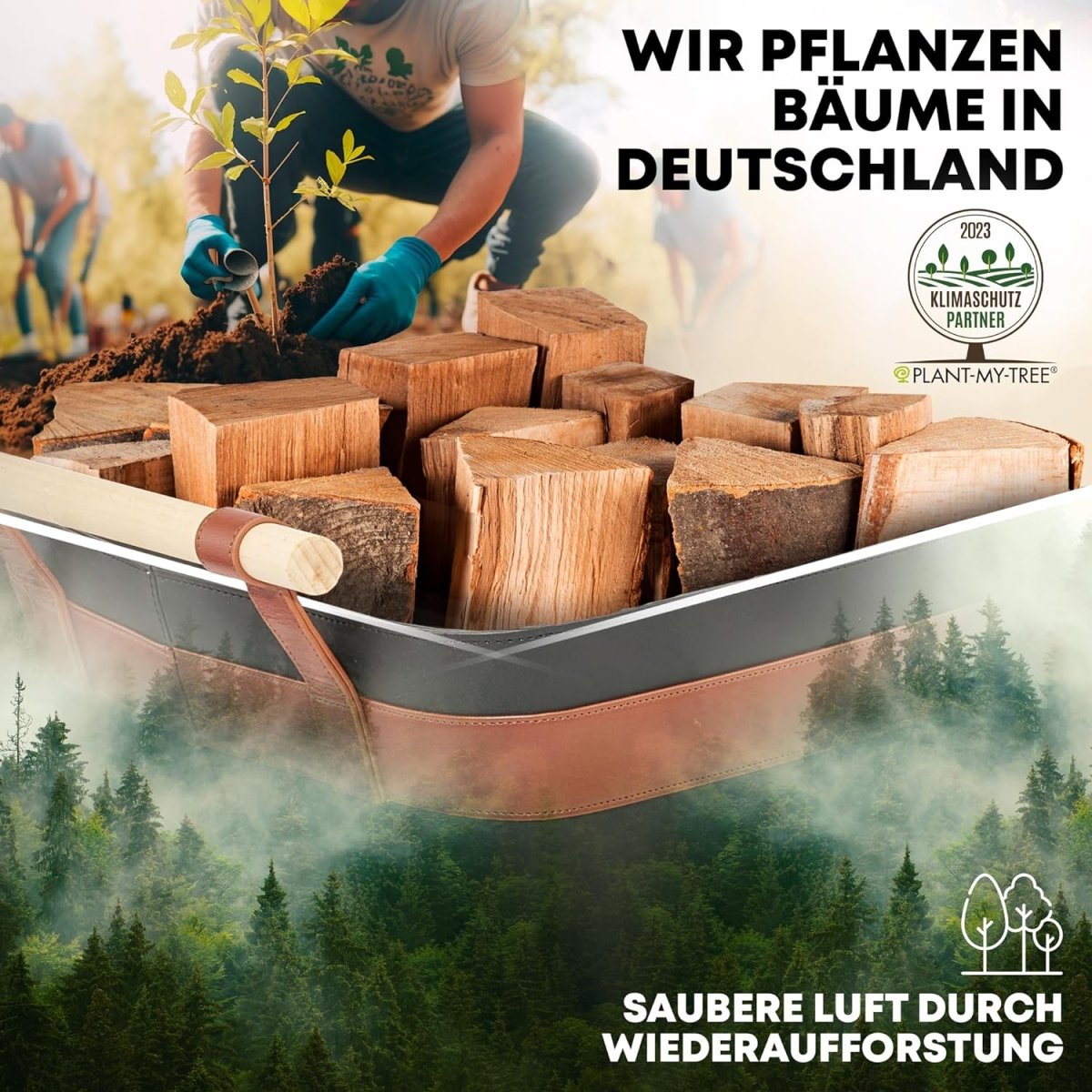 LuxeLeather Holzkorb - Für magische Abende mit Stil! - OAKAGE