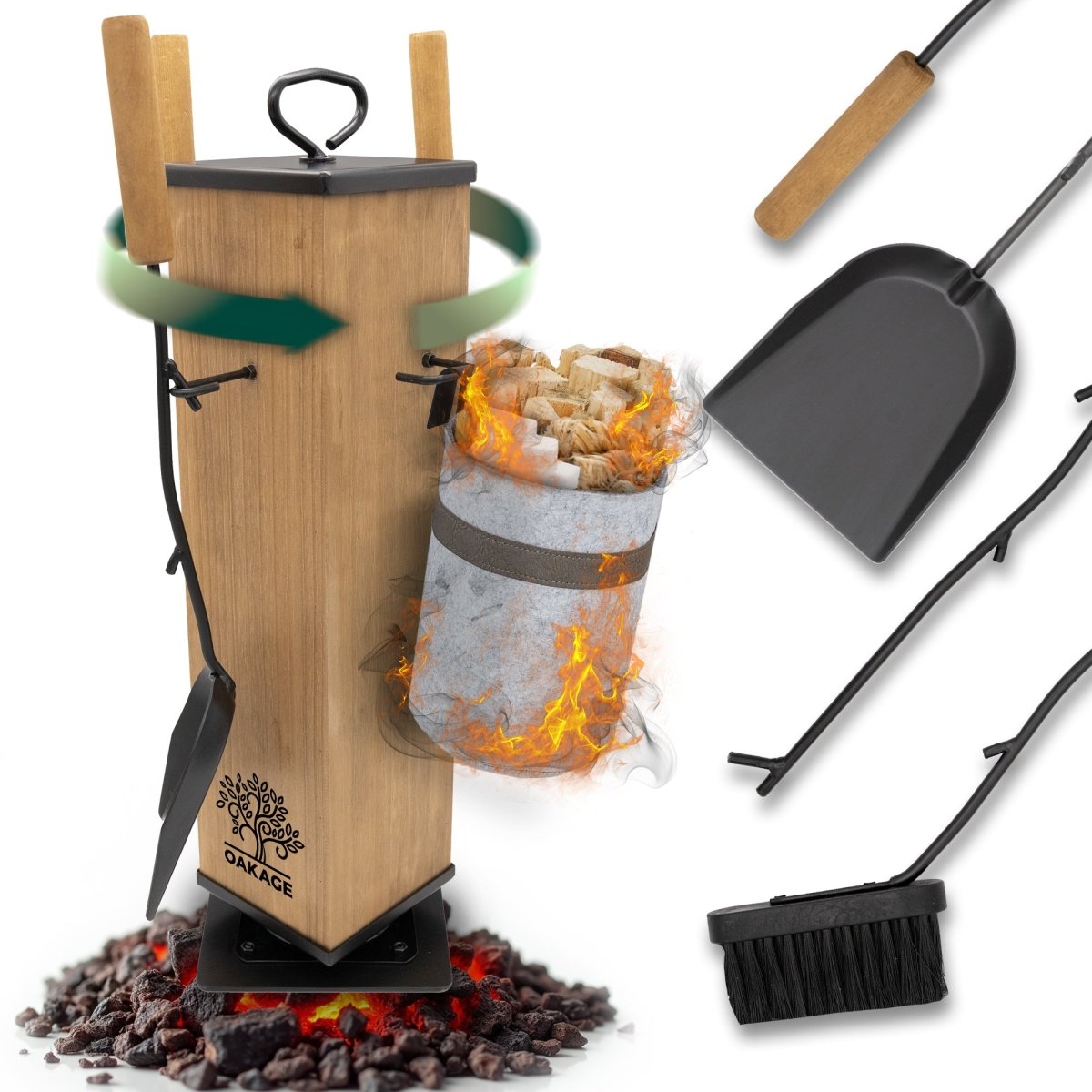 OAKAGE Kaminbesteck Classic – Stilvolles Design trifft maximale Funktionalität - OAKAGE
