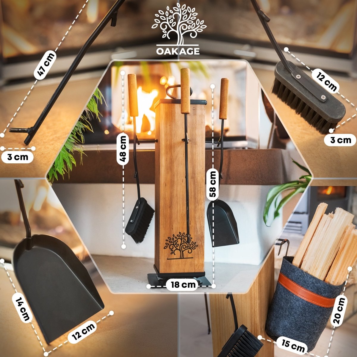 OAKAGE Kaminbesteck Classic – Stilvolles Design trifft maximale Funktionalität - OAKAGE