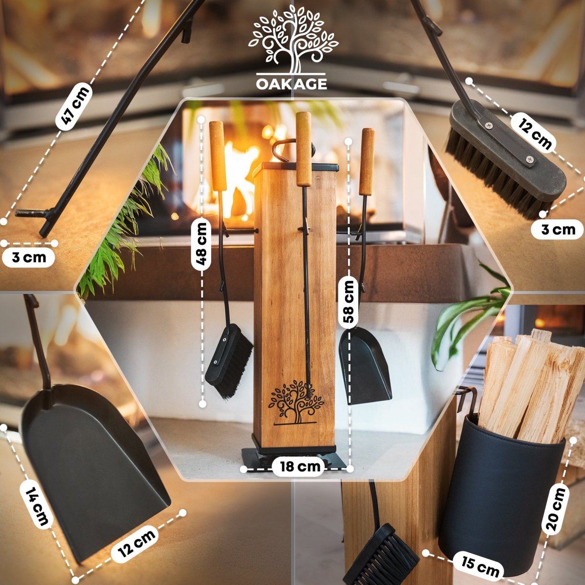 OAKAGE Kaminbesteck LuxeLeather – Stilvolles Design trifft maximale Funktionalität - OAKAGE
