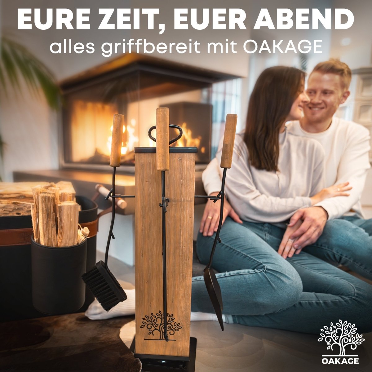 OAKAGE Kaminbesteck LuxeLeather – Stilvolles Design trifft maximale Funktionalität - OAKAGE