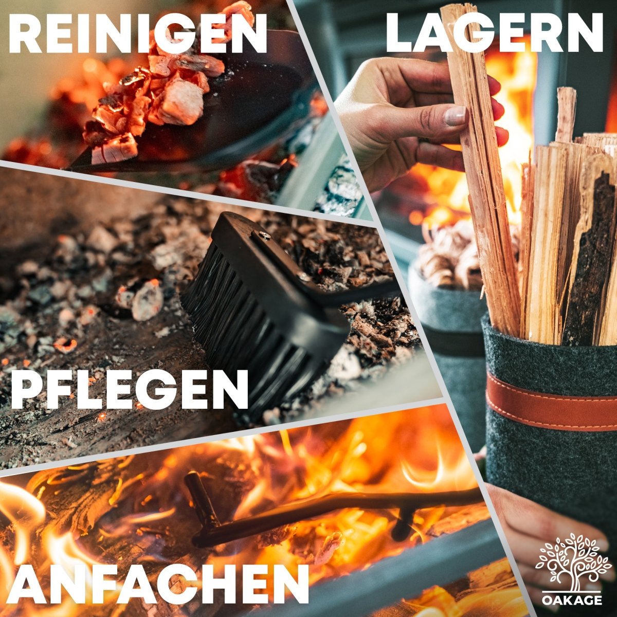 OAKAGE Kaminbesteck WillowWrap – Stilvolles Design trifft maximale Funktionalität - OAKAGE