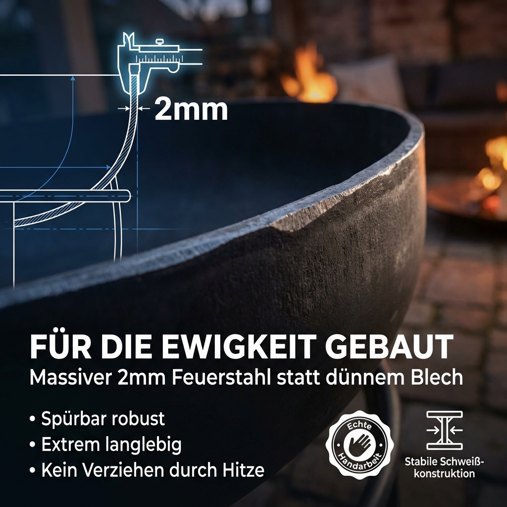 SOLARIS – XXL ⌀ 80cm Feuerschale mit Grillfunktion