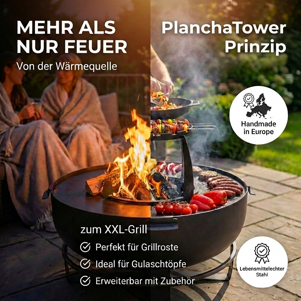 SOLARIS – XXL ⌀ 80cm Feuerschale mit Grillfunktion