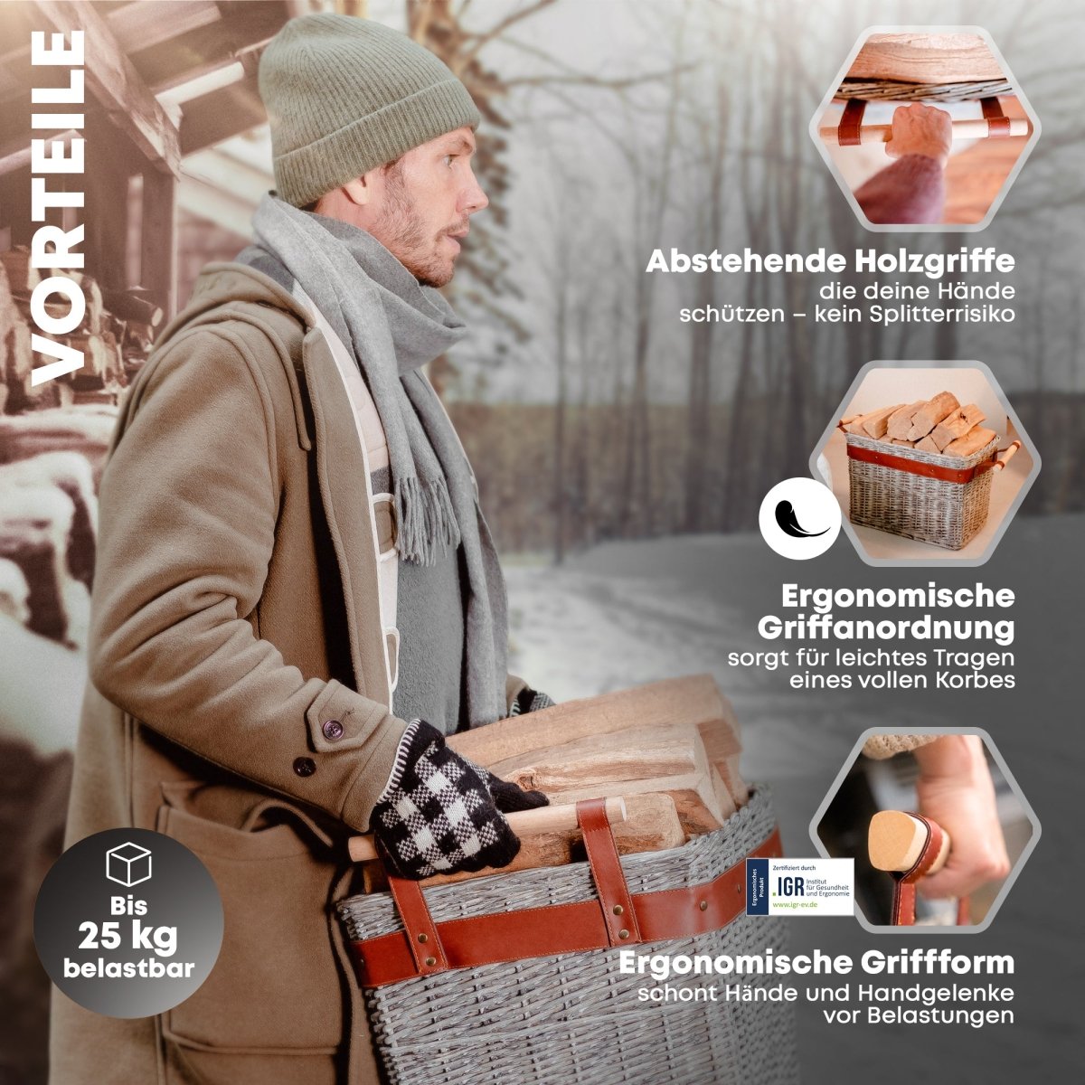 WillowWrap Holzkorb - Robust und ausreißsicher! - OAKAGE