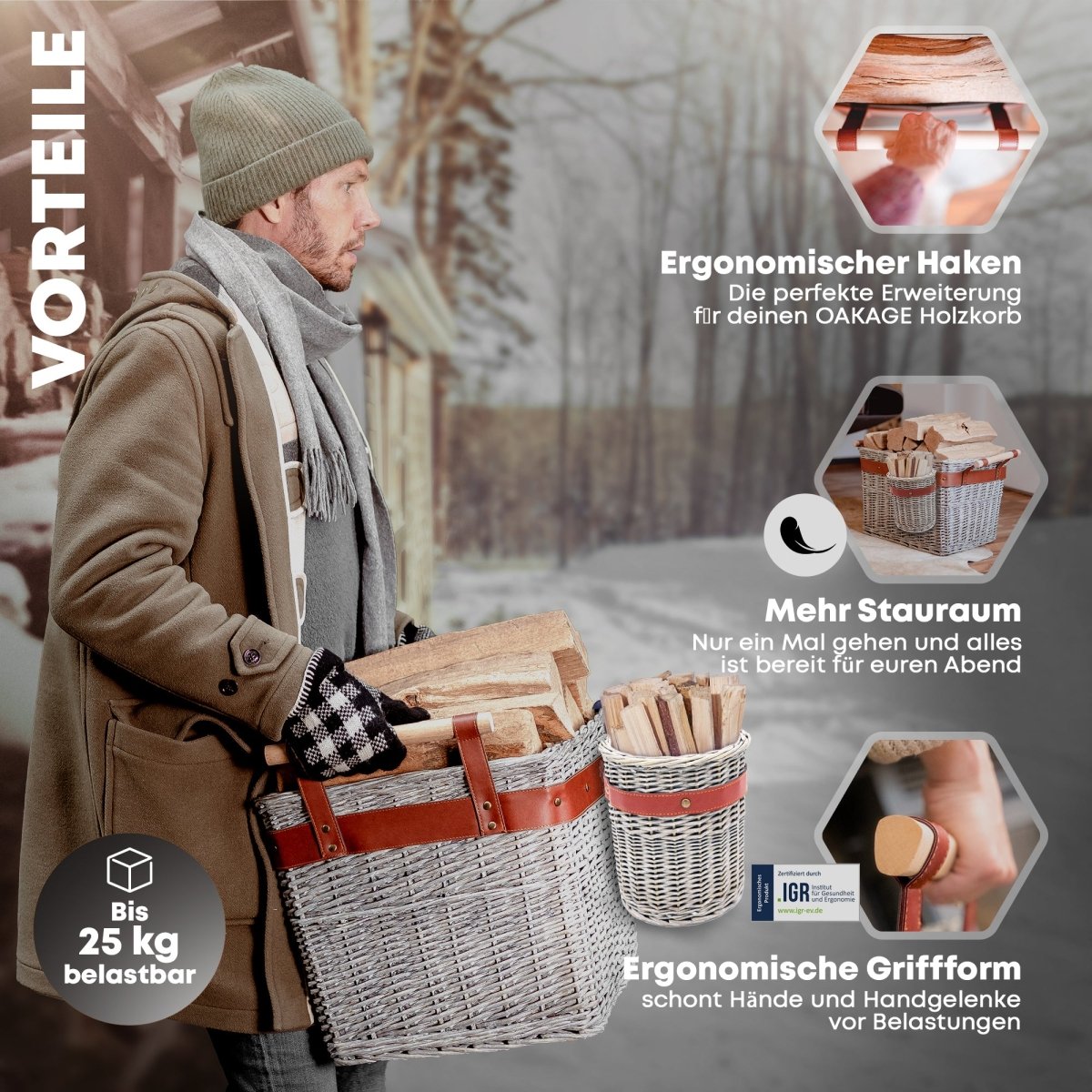 WillowWrap Holzkorb - Robust und ausreißsicher! - OAKAGE