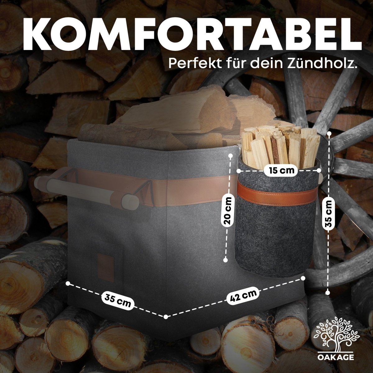 Zündholzkorb zum Einhängen – Praktisch, stilvoll und kompatibel zum Holzkorb Classic - OAKAGE