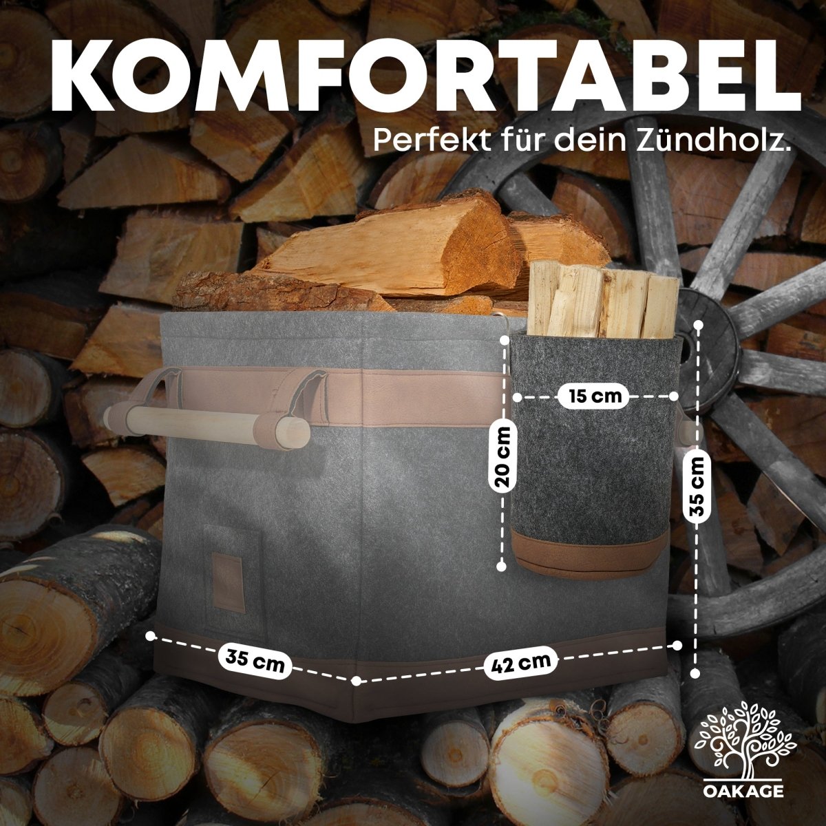 Zündholzkorb zum Einhängen – Praktisch, stilvoll und kompatibel zum Holzkorb FireMaster - OAKAGE