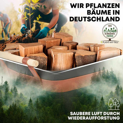 LuxeLeather Holzkorb - Für magische Abende mit Stil! - OAKAGE