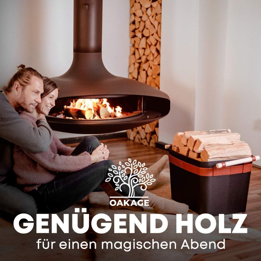 LuxeLeather Holzkorb - Für magische Abende mit Stil! - OAKAGE