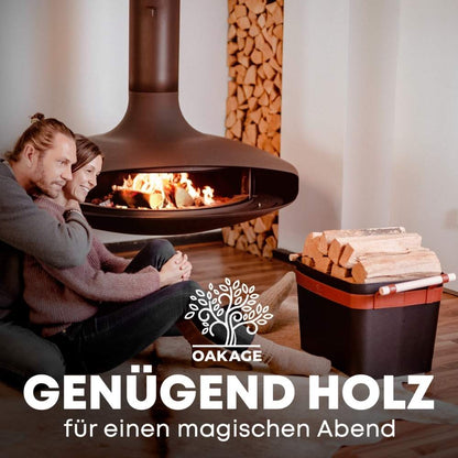 LuxeLeather Holzkorb - Für magische Abende mit Stil! - OAKAGE