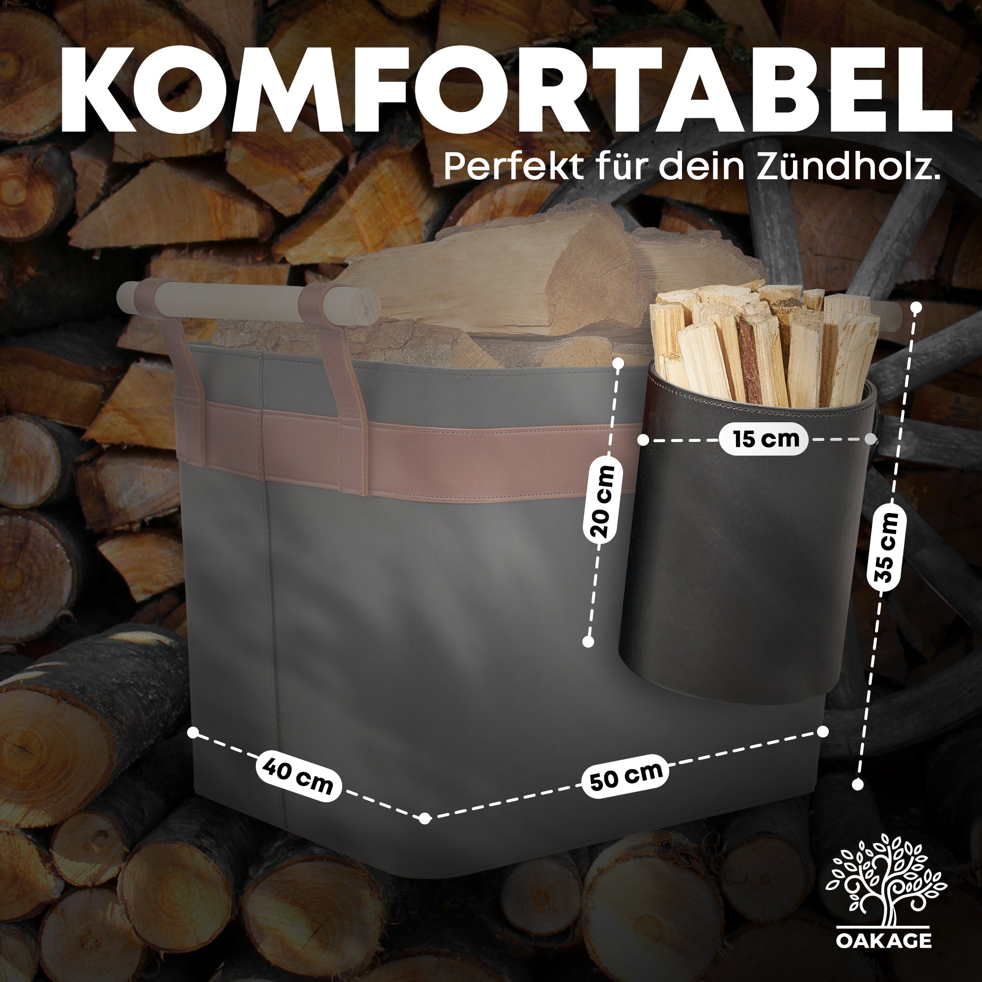 Zündholzkorb zum Einhängen – Praktisch, stilvoll und kompatibel zum Holzkorb LuxeLeather