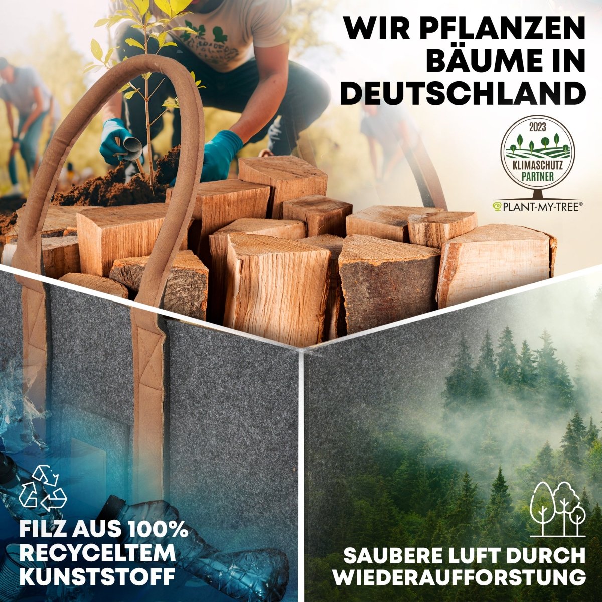 DuoPack Holzkorb / Filzshopper - Dein Alltagsbegleiter - OAKAGE
