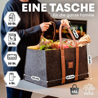 DuoPack Holzkorb / Filzshopper - Dein Alltagsbegleiter - OAKAGE