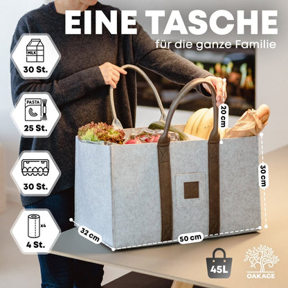 DuoPack Holzkorb / Filzshopper - Dein Alltagsbegleiter - OAKAGE