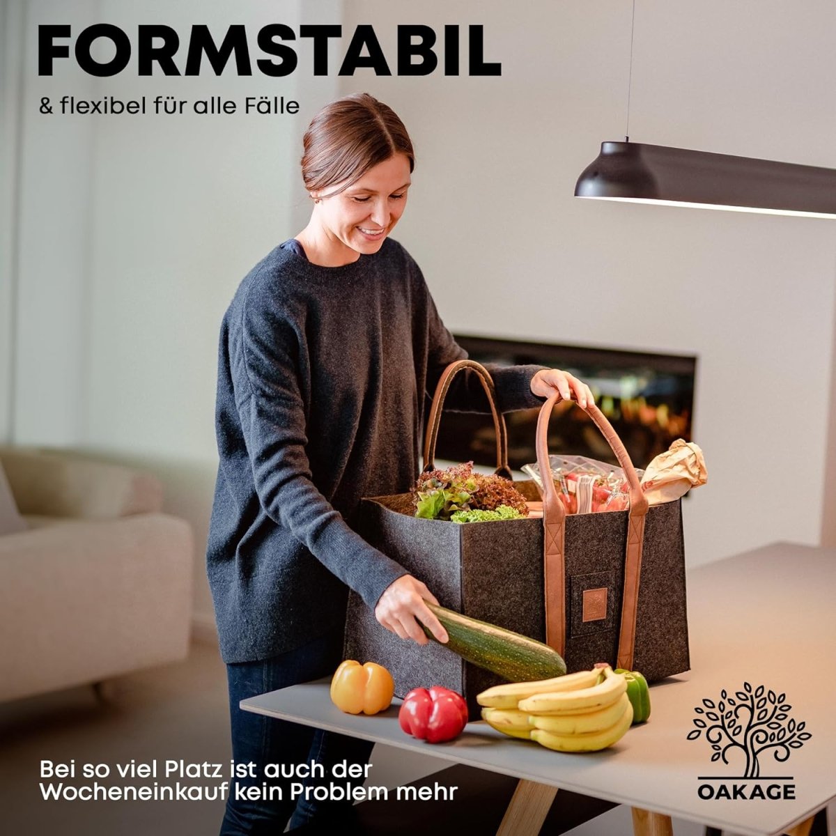 DuoPack Holzkorb / Filzshopper - Dein Alltagsbegleiter - OAKAGE