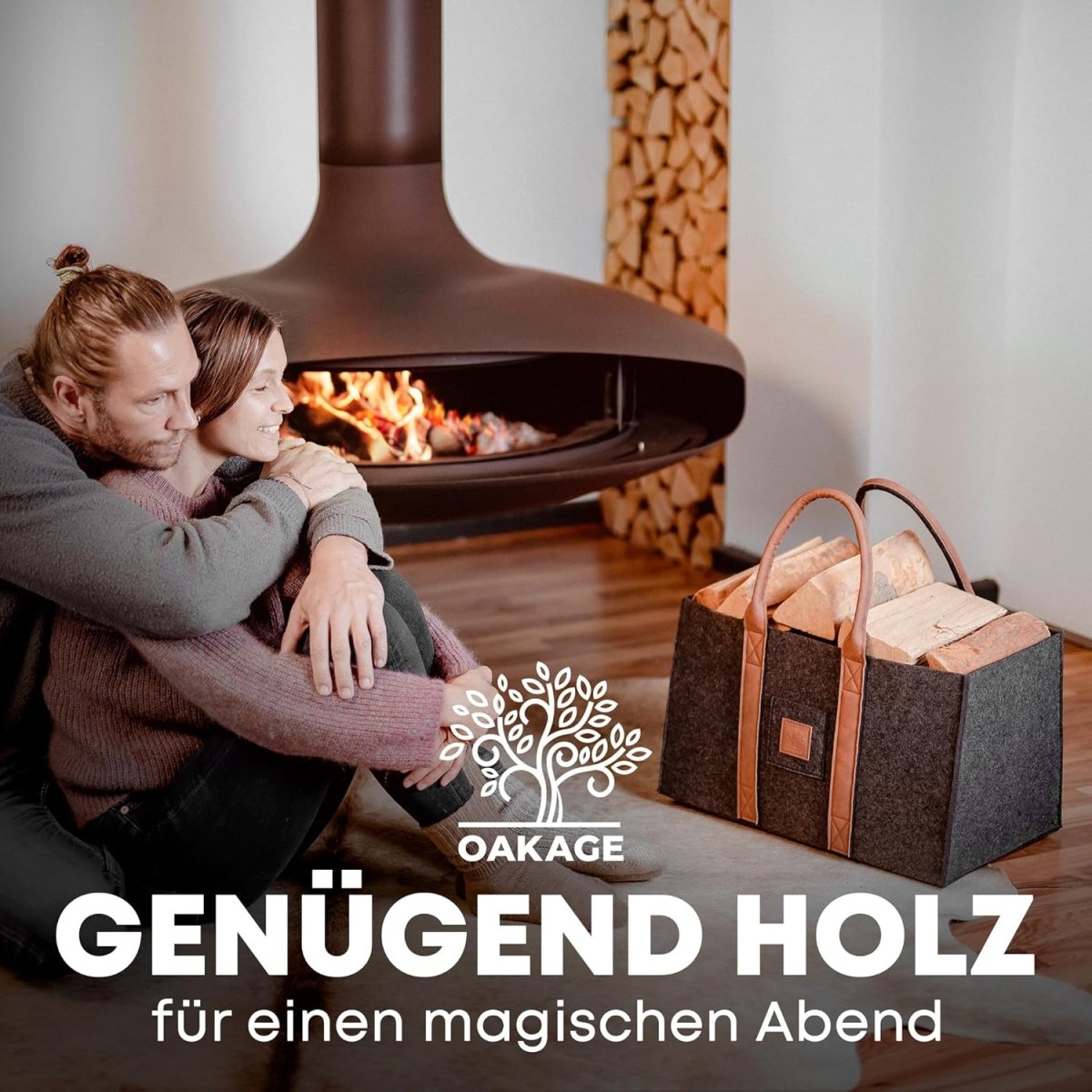 DuoPack Holzkorb / Filzshopper - Dein Alltagsbegleiter - OAKAGE