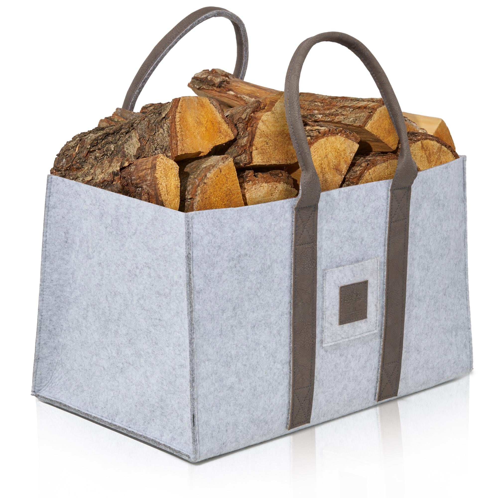 OAKAGE® Einkaufstaschen Faltbar [2er Set] Filztaschen Shopper Holzkorb für Kaminholz Groß Kaminholzkorb Filzkorb Feuerholzkorb Brennholzkorb