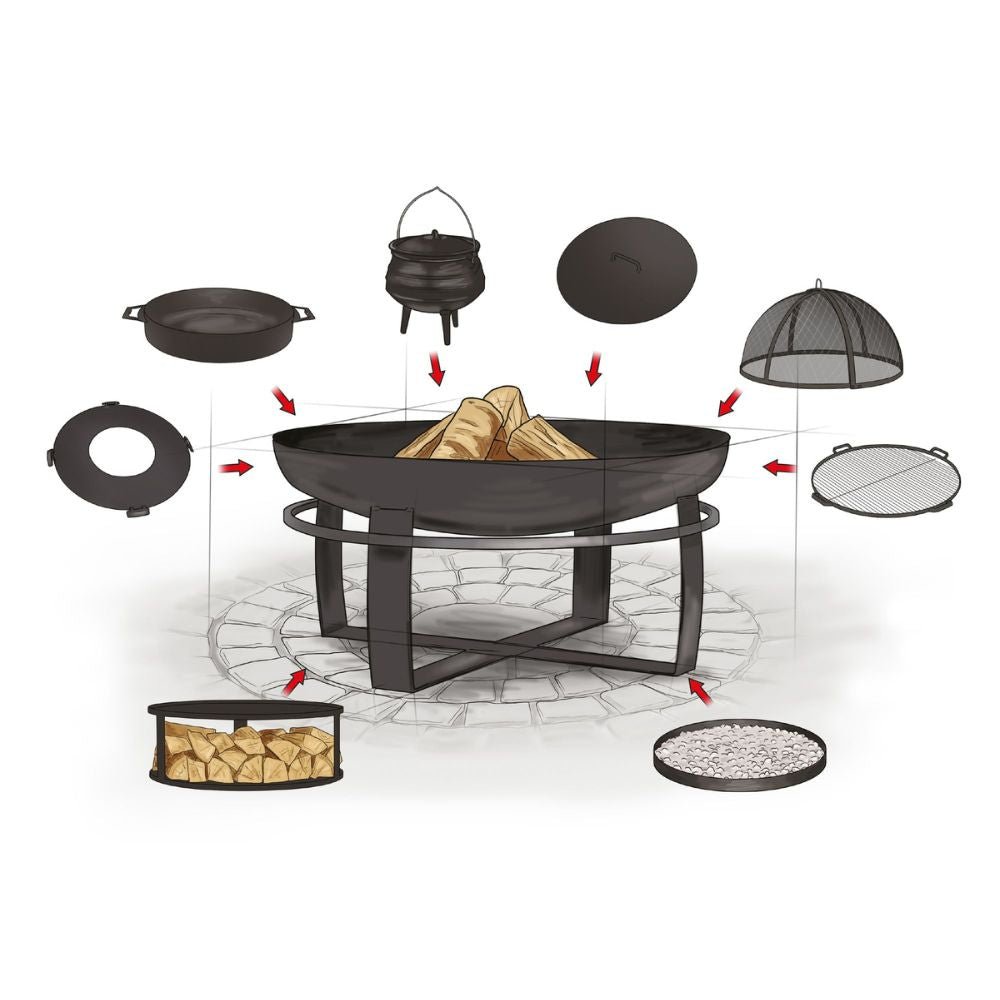LUNAR – Moderne Feuerschale mit Grillfunktion für Garten & Terrasse - OAKAGE