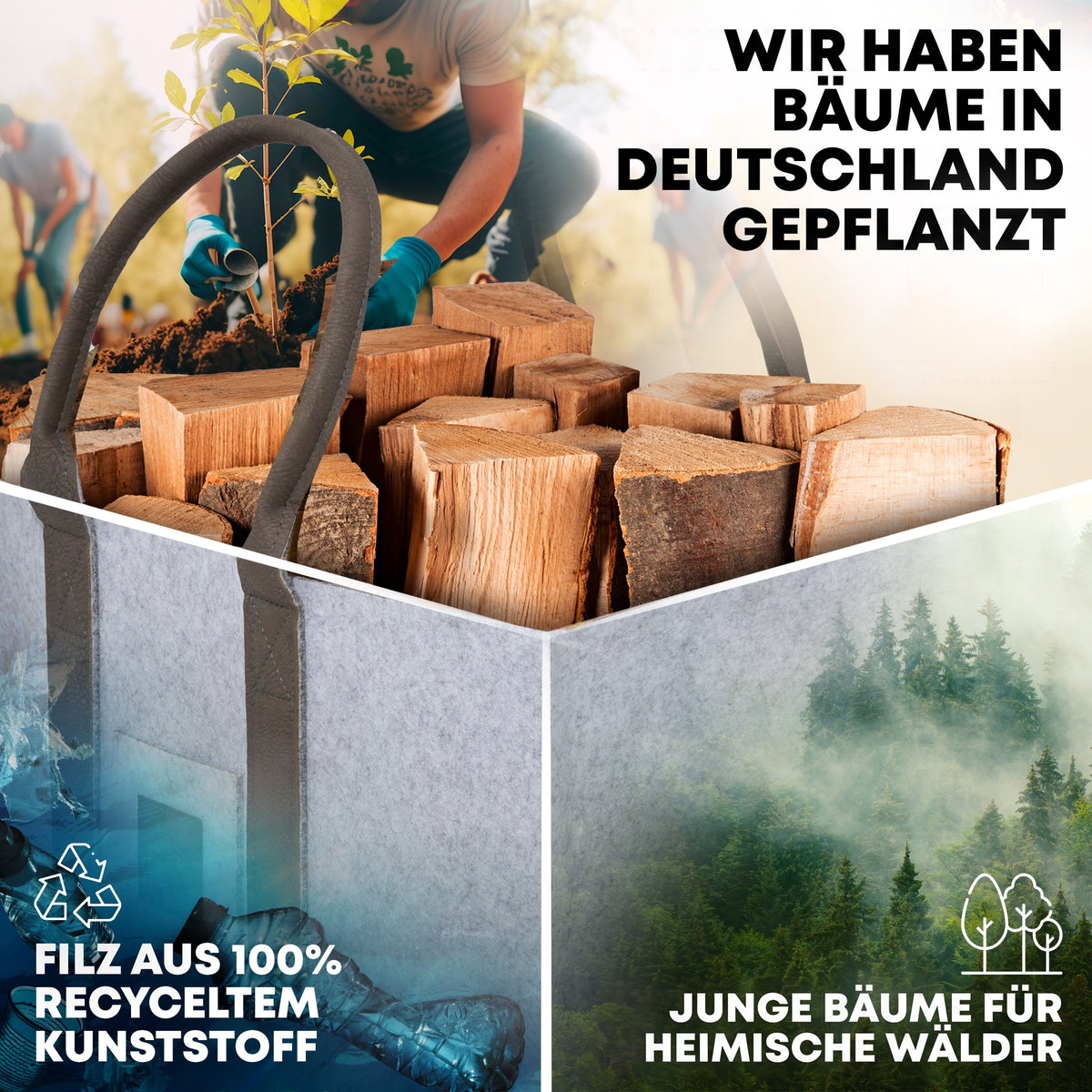 DuoPack Holzkorb / Filzshopper - Dein Alltagsbegleiter