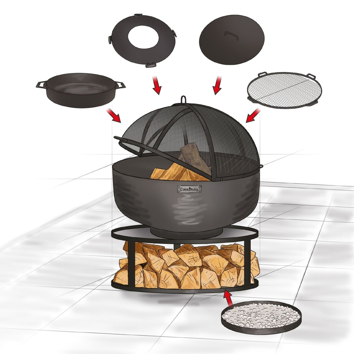 NOVA – Stilvolle Feuerschale mit Grillfunktion für deinen Garten - OAKAGE