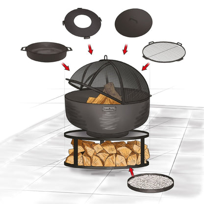 NOVA – Stilvolle Feuerschale mit Grillfunktion für deinen Garten - OAKAGE