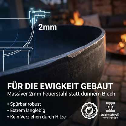 SOLARIS – XXL ⌀ 80cm Feuerschale mit Grillfunktion