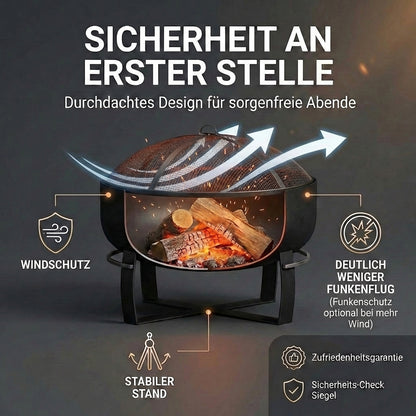 SOLARIS – XXL ⌀ 80cm Feuerschale mit Grillfunktion