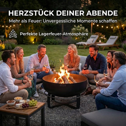 SOLARIS – XXL ⌀ 80cm Feuerschale mit Grillfunktion