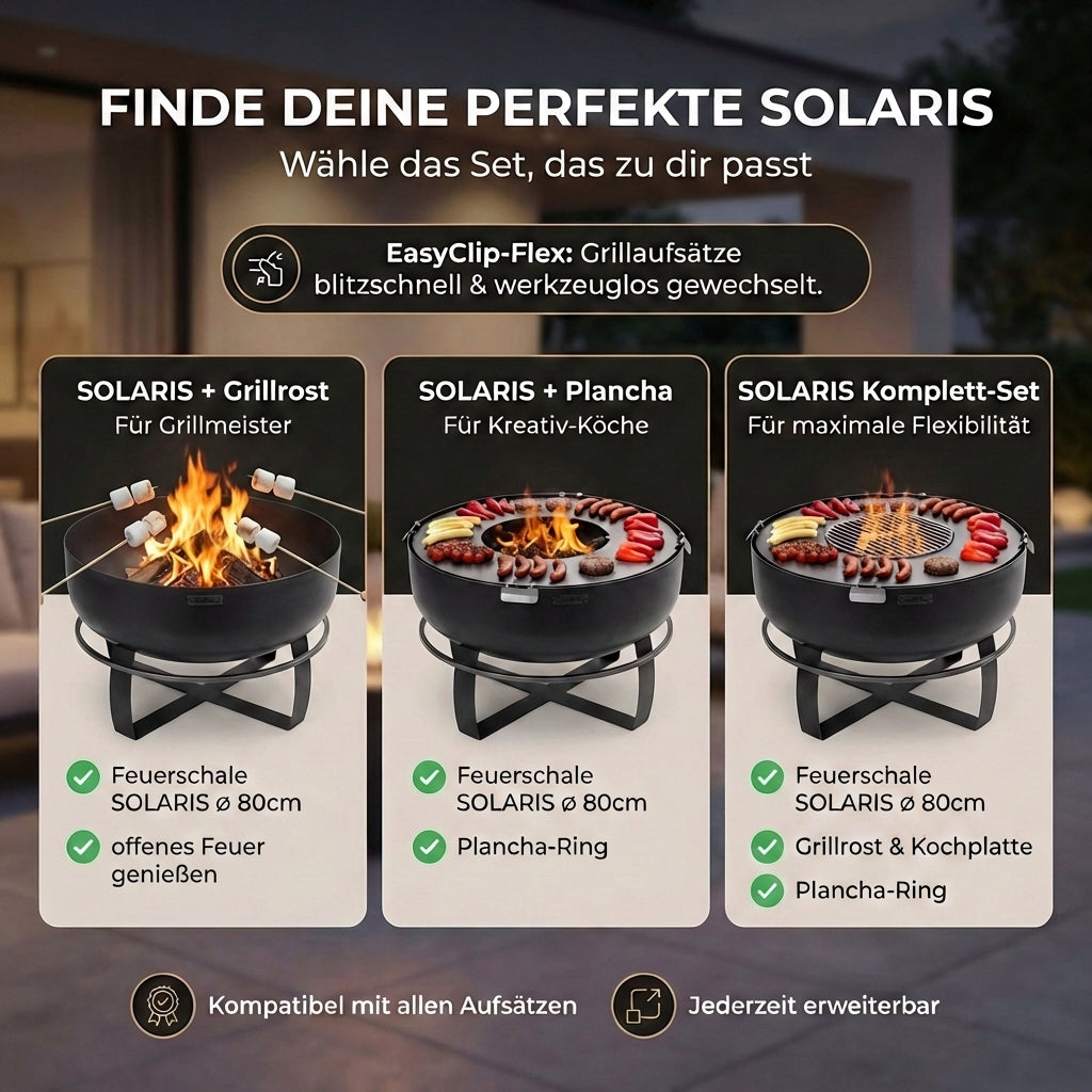 SOLARIS – XXL ⌀ 80cm Feuerschale mit Grillfunktion