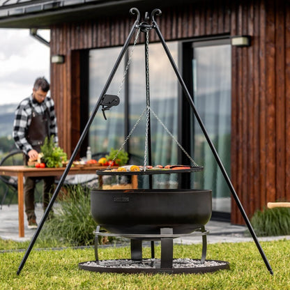 VIKING – XXL 180cm swivel grill with crank & Ø 80 cm grill